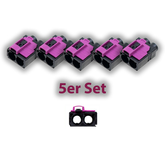 5er Set FAKRA Doppel-Buchsengeh�use - weiblich - Codierung A - Tiefschwarz