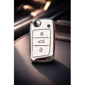 Schutzh�lle Autoschl�ssel Cover edel wei�-gold MQB Plattform