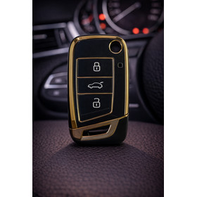 Schutzh�lle Autoschl�ssel Cover edel schwarz-gold MQB...