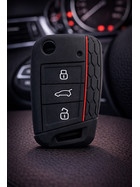 Schutzh�lle Autoschl�ssel schwarz-rot f�r Klappschl�ssel MQB - Personalisiert