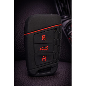 Schutzh�lle Autoschl�ssel schwarz-rot f�r Keyless MQB...