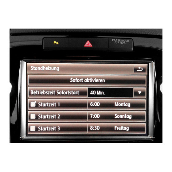 Nachrstset Standheizung fr VW Touareg 7P - 2 Zonen PR.: 9AD